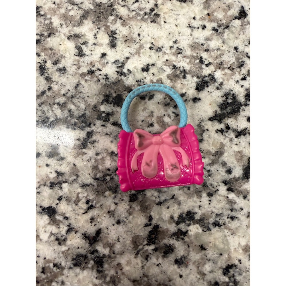 Disney Minnie‎ Mouse Pink Bow Purse Doll Accessory Blue Handle Miniature Bag